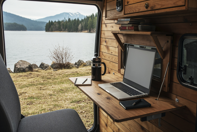 So wird aus einem Mini Wohnwagen ein mobiles Homeoffice